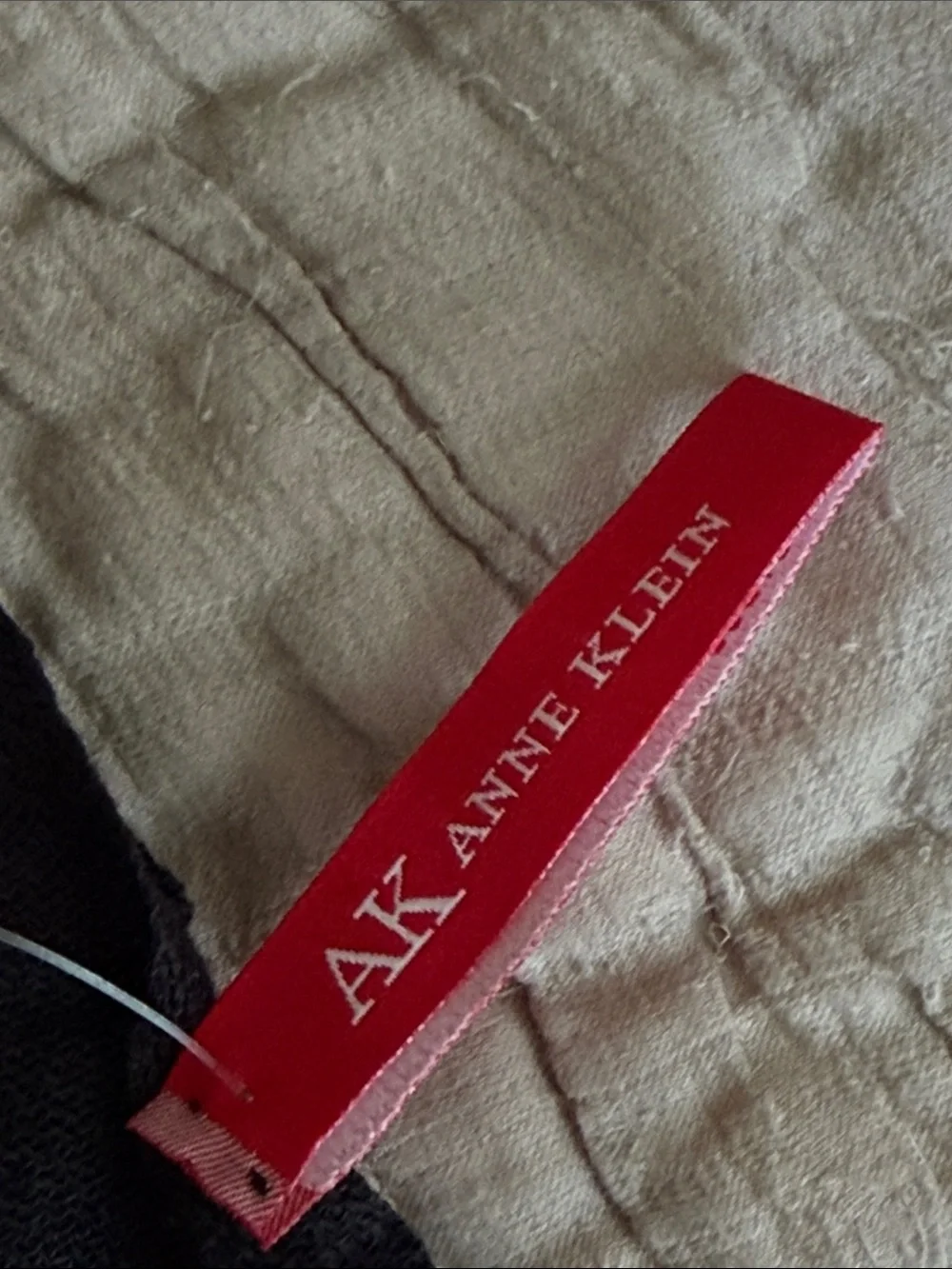 Anne Klein Black cashmere silk blend Scarf with fringe NWT